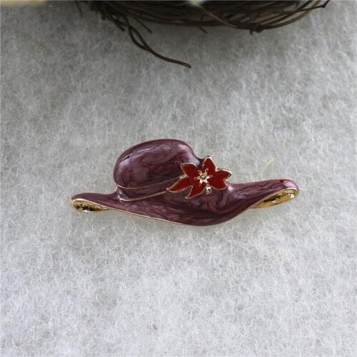 New European and American retro style handmade Enamel painted color sun hat style fashion brooch