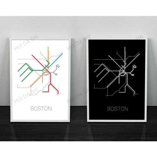 Boston Subway Map Poster | Boston Tube Map | Transit Map | Boston Art | Room Decor | Boston Metro Map | Minimal Poster Art