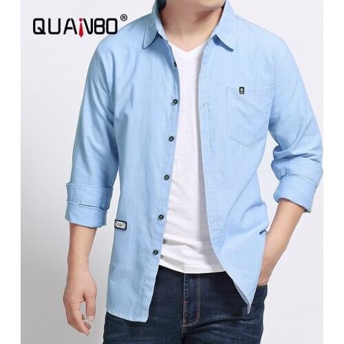 QUANBO Mens Regular-Fit Long-Sleeve Pocket Cotton Shirt 2021 Spring Autumn New Mens Casual Loose Oversized Shirt 5XL 6XL 7XL