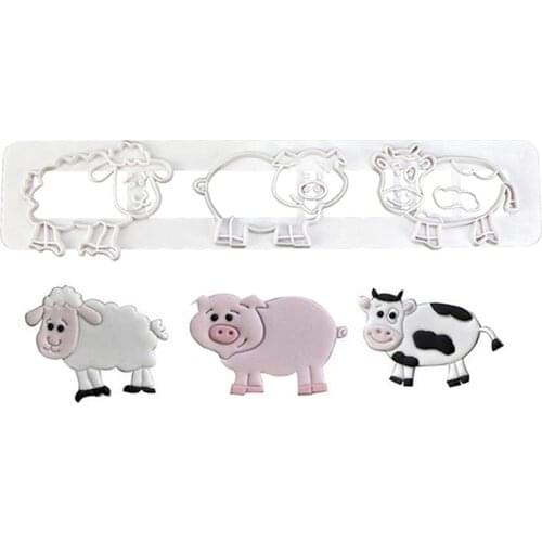 Cute Pig Cow Sheep Dessert Cutter Fondant Cake Decorating Tool For Pastry Biscuit Cake Molds Cartoon Animals Shape Cookie Mould