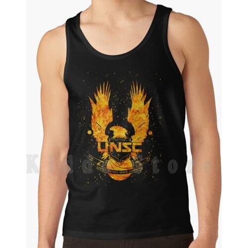 Unsc Fire Background Logo tank tops vest 100% Cotton Unsc Odst 2 3 Master Chief Xbox Bungie Cortana 4 Reach 117 Guardians