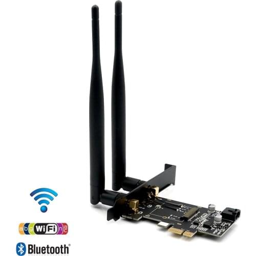 Network Cards M.2 Wifi Adapter/Card PCI-E 1X Wifi AC 5Ghz 5 Ghz Adapter 2x 5dBi WiFi Antenna Key A NGFF M.2 Wi-Fi Bluetooth Card