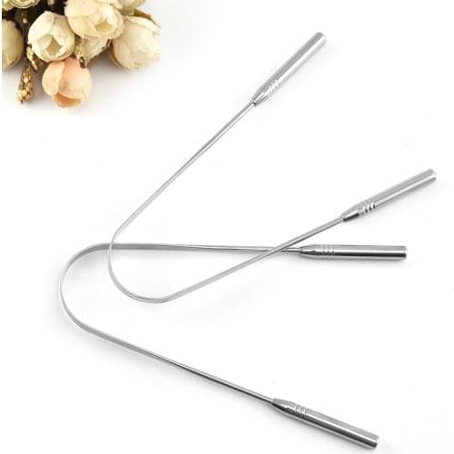 Stainless Steel Tongue Scraper Cleaner Fresh Breath Toothbrush Coated Oral Hygiene Care Tools Metal Tongue Scraper
