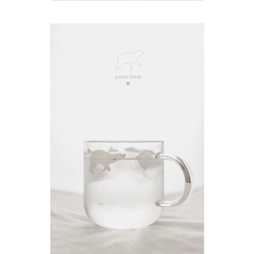 Fresh Handmade Glass Mugs Polar Bear or Penguin Style Coffee Cups with Handle Mornin Glass Mug
