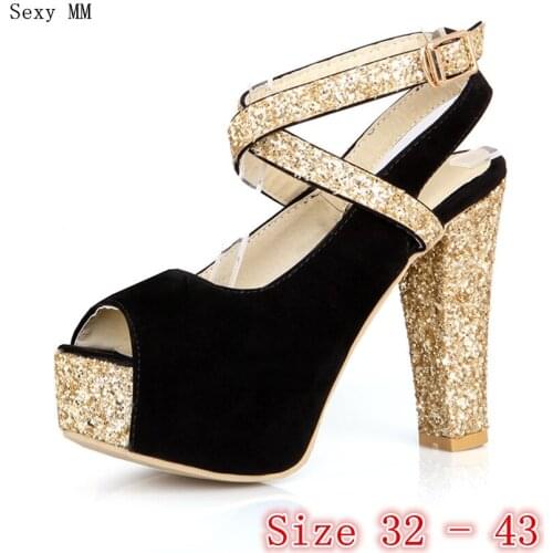 Pumps Women Peep Toe High Heels Platform Gladiator Sandals Woman High Heel Wedding Shoes Small Plus Size 32 33 - 40 41 42 43