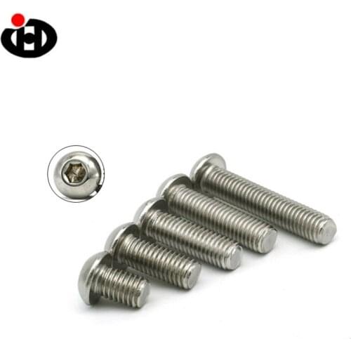 JINGHONG SS 304 50PCS M4*5/6/8/10/14/16/18/20/22/25 Hex Drive Hexagon Socket Round Button Head Machine Screws