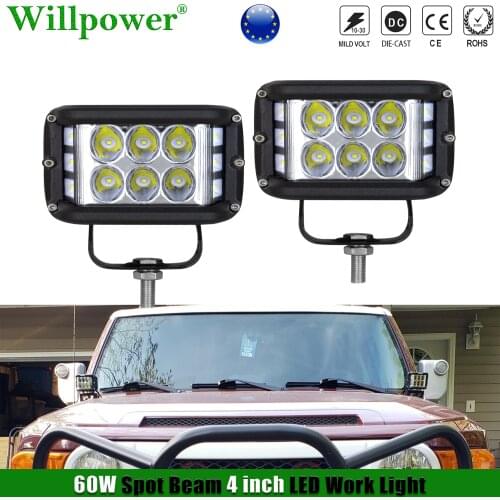 Offroad 4WD Car 4" LED Work Light Pods Side Shooter For Jeep 4x4 Truck SUV UTV ATV Fog Driving Lamp 12 LED Cube
