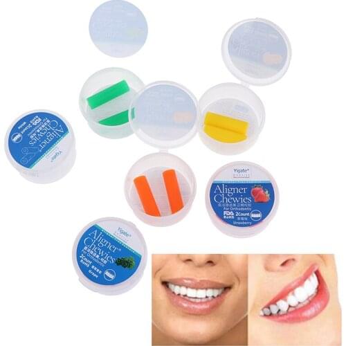 6 Flavors Aligner chewies with Potable Box Dental Aligner Seater Orthodontic Chew for Invisalign Aligners Clear or Metal Braces