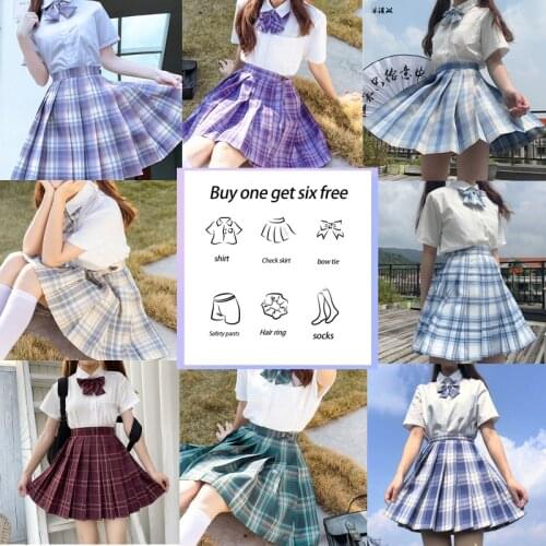 JK Skirts Women 2020 Summer High Waist Skirts Korean Style Pleated Skirts for Girls Cute Sweet Ladies Plaid Mini Skirt Women New