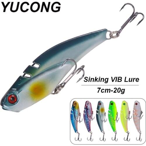 YUCONG 6PCS Vivid VIB Lures 7cm-20g Vibration Spinner Balancer Shore Cast Spoon Pencil Wobbler Fishing Baits Sinking Pesca Isca