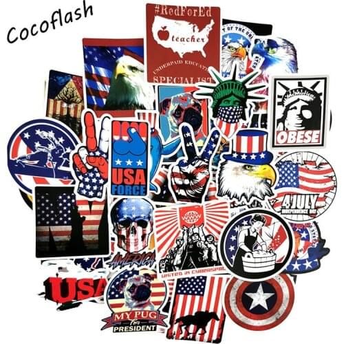 100PCS American Trump National Flag Funny Stickers For Laptop Car Pad Luggage Phone Bicycle Waterproof Graffiti Sticker