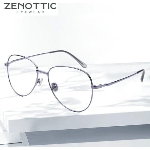 ZENOTTIC Alloy Pilot Glasses Frame Men Brand Designer Ultralight Oversize Eye Glasses Frames Women Optical Myopia Spectacles