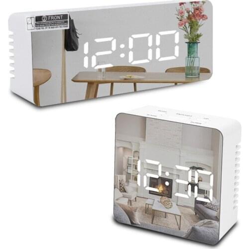 Mirror Alarm Clock Led Digital Desk Electronic Clock Table Horloge Usb Clock