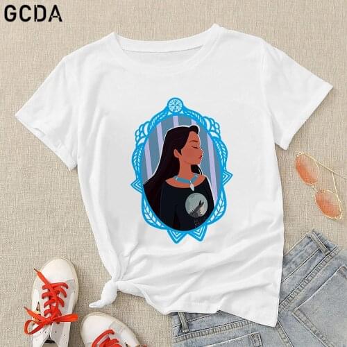 Girls T-Shirt Oversized Modern Fashion Pocahontas Princess In the Mirror Funny Print Women Harajuku Femme Tshirt Tops Tee