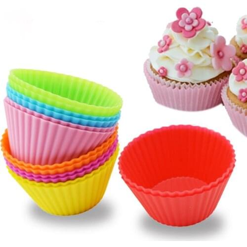 12pcs Silicone Muffin Cupcake Cups Mold Cake Forms Cupcake Case Baking Pastry Tools Cake Decorating Tools Random Color