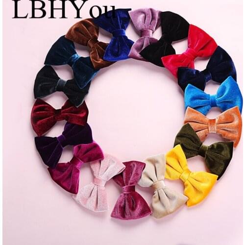 18pcs Handtie Bows Hair Clips Cute Velvet Knotbows Hairpins 1-6years Girls Knotbows Hairgrips Headwear