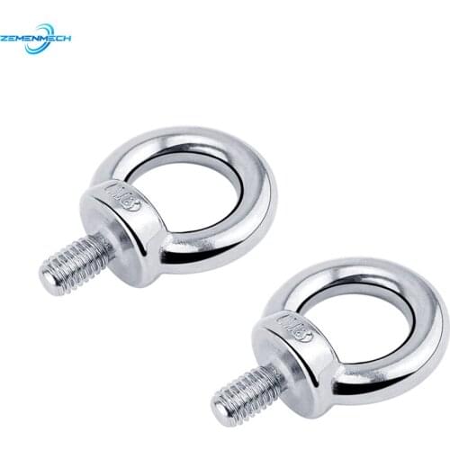 2PCS Boat Accessories DIN580 M6 Eye Bolt 304 Stainless Steel Marine Lifting Eye Screws Ring Loop Hole for Cable Rope Eyebolt