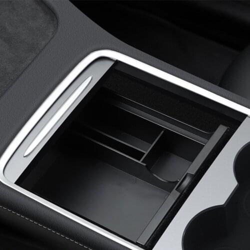 2PCS For Tesla Model 3 Y 2021 Car Central Armrest Storage Box Organizer Center Console Flocking/ABS Organizer Containers Holder