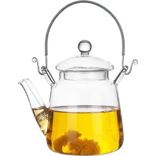 300ml / 10.56 fl.oz Retro Blooming Tea, Loose Leaf Tea Lift Pot with Filter Microwavable, Stovetop Safe Teaset Kettle