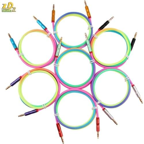 300pcs 3.5mm Jack AUX Cable Rainbow Bamboo Copper Shell Audio Cable Speaker Cable for Headphones Car MP3 AUX Cord Extension male