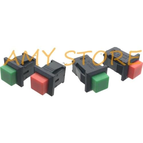 10pcs 3A/125V 1A/250VAC NO or NC Momentary Red Green Square Push Button Switch DS-431 OFF/(ON) DS-430 ON/(OFF)