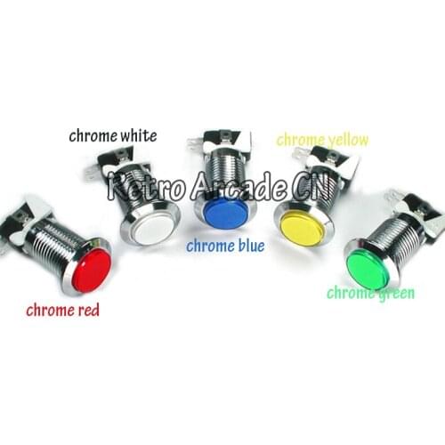 5 Colors arcade push button Chrome Plated illuminated 12v LED Arcade Push Button with microswitch