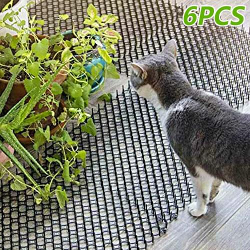 6pcs Cat Dog Repellent Mat Wild Animal Spike Prickle Pest Strips Digging Stopper Deterrent Scarer Device Garden Plastic Mesh