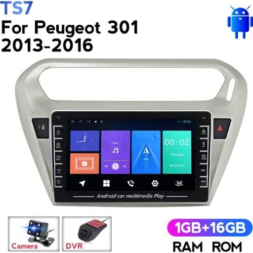 IPS Android Car Radio Multimedia Video Player Navigation GPS No 2 Din DVD for PEUGEOT 301 Citroen Elysee 2014 - 2016 Camera DVR