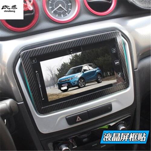 1PC Carbon Fiber Car Stickers Navigation Decoration Cover For 2016-2018 SUZUKI Vitara Car Accessories