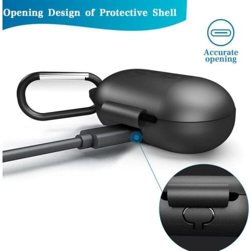 Case Cover For Samsung Galaxy Buds Earphone Flip-open Silicone Case Waterproof Shockproof Cases With Carabiner
