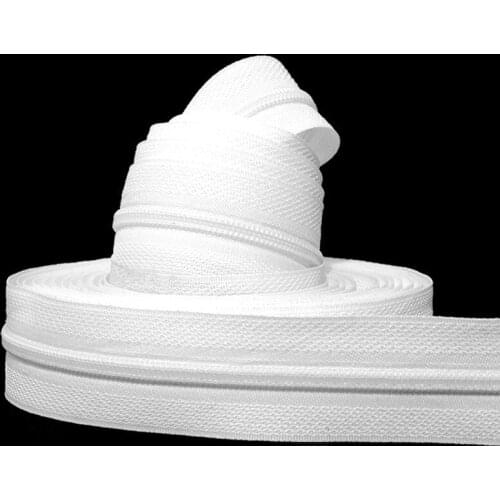 CNCRAFT 10 meters Zipper #3 White Quilt zipper Nylon coil zippers for sewing wholesale Double Sliders Closed End Sewing Craft