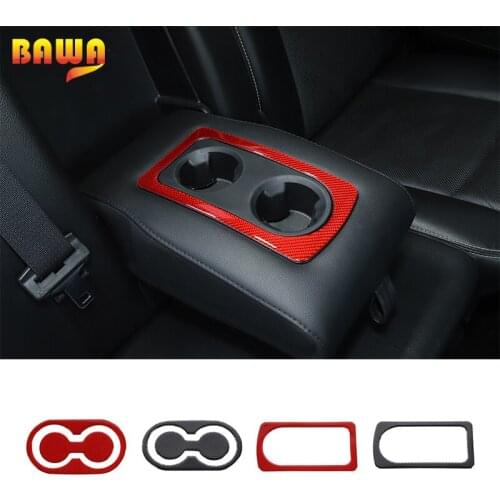 BAWA Rear Armrest Cup Holder Decorative Ring Cup Holder Mat Cover Stickers for Dodge RAM 1500 2010-2015 Car Accessories