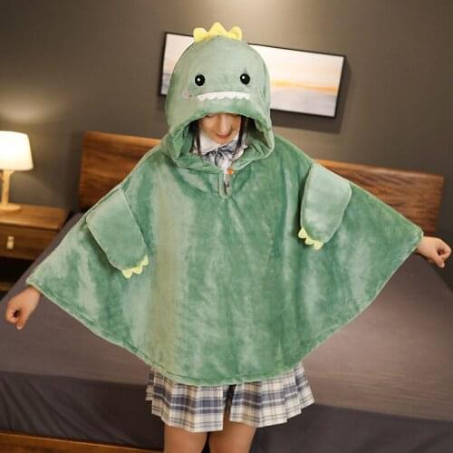 Childrens cartoon animal cloak cloak flannel edging baby blanket multifunctional nap blanket hugging quilt blanket D