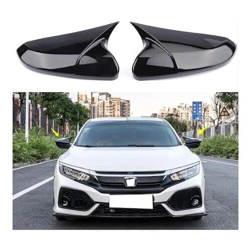 For Honda FC5 2016 + Batman Bat Mirror Cover Glossy Black Car Mirror Accessories Modified