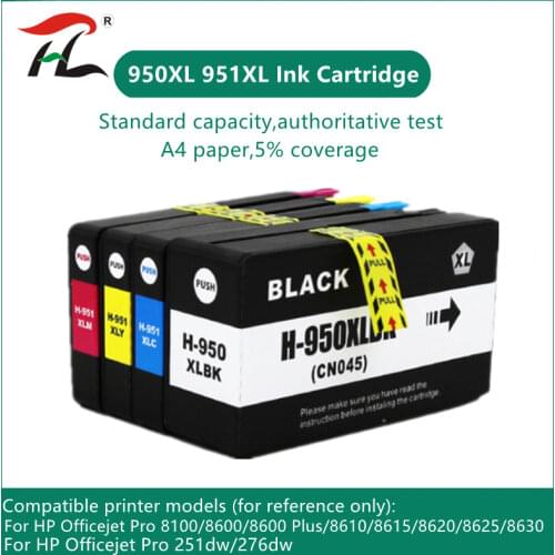 4 pcs For HP Officejet Pro 8100 8600 8610 8615 8620 8625 8630 251dw 276dw Ink Cartridge With Ink For HP 950XL 951XL 950 951 XL