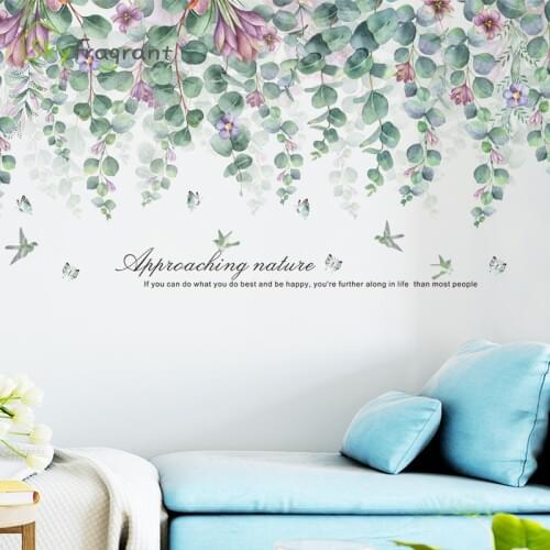 Creative wall sticker ins eucalyptus leaves stickers bedroom layout room decoration home decor self-adhesive warm wall decor