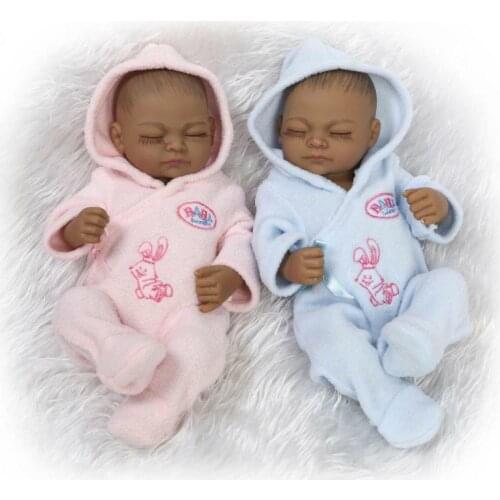 10'' Reborn Dolls 2Pcs Lifelike Sleep Boy Girl Doll Baby Handmade Silicone Mini New Born Baby Items Kid Toy Silicone CN(Origin)