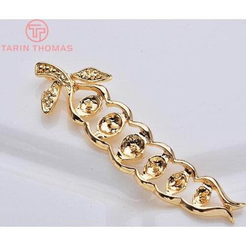 4PCS 10x50MM 24K Gold Color Brass Long Leaf Leaves Charms Pendants High Quality Diy Jewelry Findings Accessories