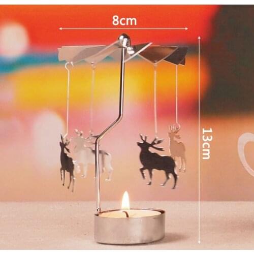 Fashion Rotary Spinning Tealight Candle Metal Tea light Holder Carousel Home Decor Gift Oct23