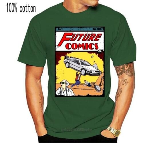 Future Comic Book T-shirt Men Back To The Future 2 T Shirts Marty DMC Delorean Tops Tees 100% Cotton Black Tshirt Funny Clothing