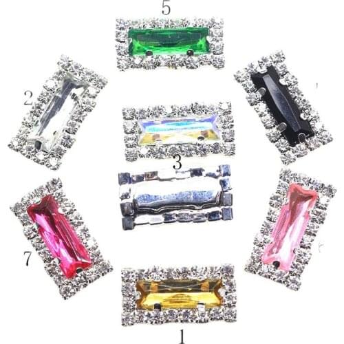 New Fashion 10Pcs/Lot 10*20mm Rectangle Flatback Buttons Handmade Wedding Decoration Women Hair Accessories Buttons Mix Color