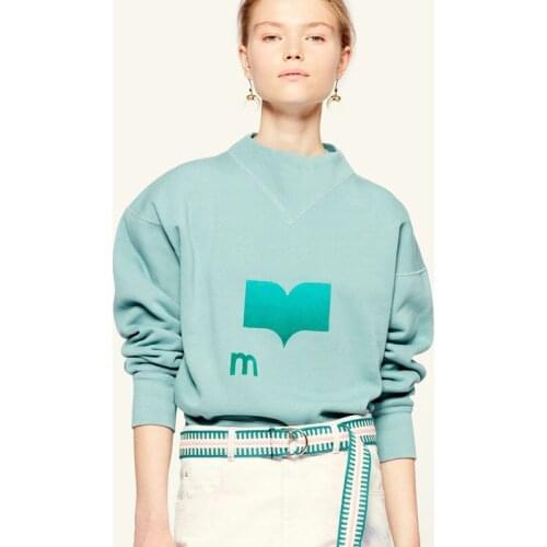 New Spring Autumn Women Loose Cotton Fleece Sweatshirts Female High Street Flocking Print Pullovers Ladies Casual Slim Top ML089