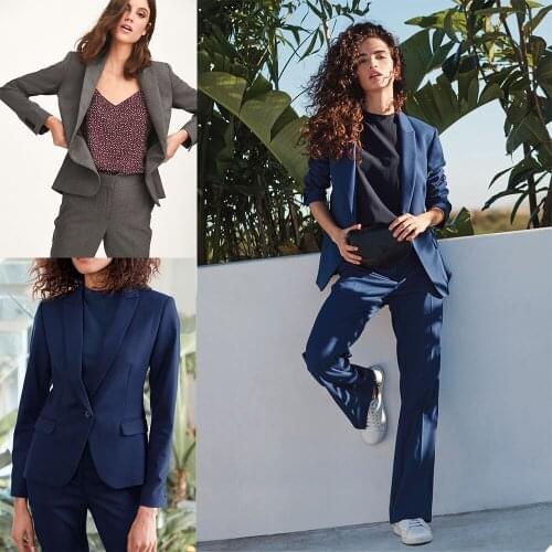 Office Lady Women Suits Elegant Casual 2 Pieces Slim Fit Pocket Blazer Custom Made Business Fashion One Button Jacket