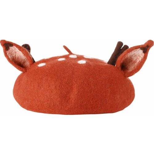 Original Handmade Warm Wool Hat. Christmas Forest Deer Ear Beret. Creative Fashion Hat Gift. Fall Hats for Women 2020