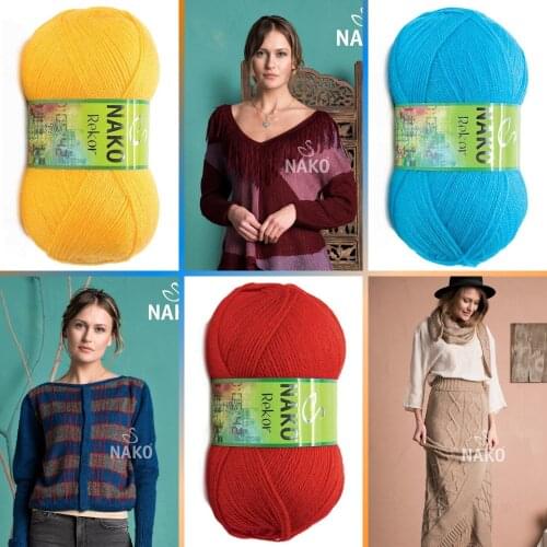 Premium Hand Knitted Yarn - 34 Color Options - 360 Meters(100gr) - Knitting Yarn Ball - Nako Rekor - Acrylic - Cardigans - Scarf - Beanie - Hobby - Sweater - Shawl - Amigurumi - Home Textile - DIY