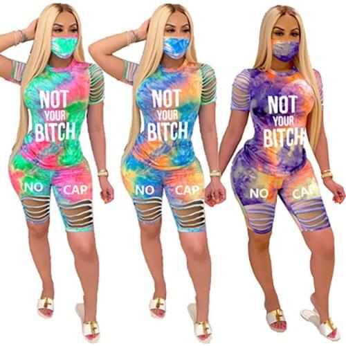 Spring And Summer New Color Printed Cropped Trousers Short-Sleeved Suit, Outdoor Sports And Leisure Home Womens Clothing Suits