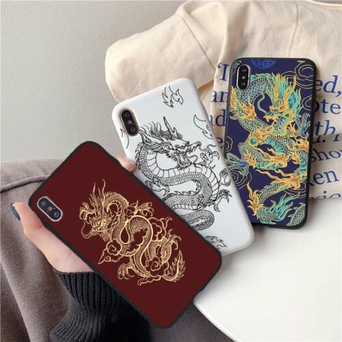Red Dragon Silicon Case For iPhone 12 12pro 11 11Pro XS Max X XR 7 8 Plus 7Plus 6S 6 SE 2020 12mini Case Animal Back Cover Coque