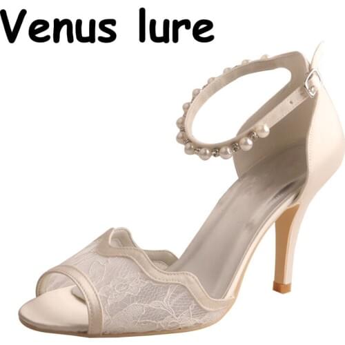 Wedopus Wedding Lace Shoes Heels for Women Size 3 Summer Sandals