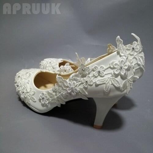 FULL lace plus sizes handmade wedding pumps shoes bride luxury designer lace appliques ivory bridal platforms pumps shoes woman