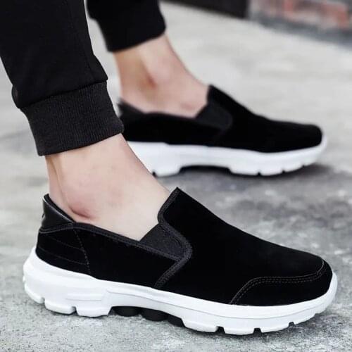 Mens Spring Autumn Casual Shoes Leather Thick Soled Walking Shoes Comfortable Breathable Antisikd Large Size Lazy Shoe Dad Shoe